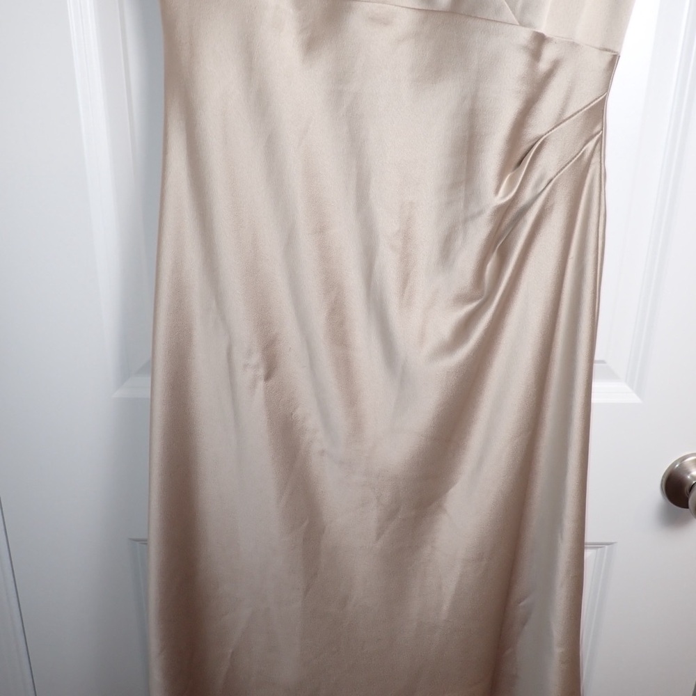 Lauren Ralph Lauren Champagne Faux Wrap Dress Sleeveless Satin size 10 - Picture 3 of 16